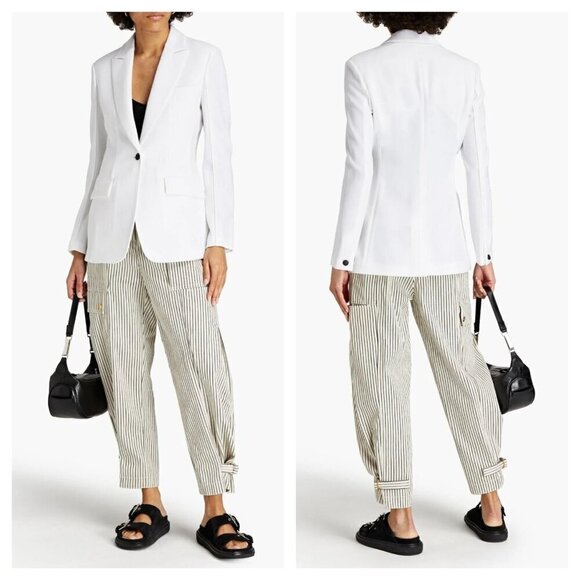 NEW Rag & Bone Claudia Peak Tailored Blazer Jacket One Button White Women's 2 - Picture 1 of 9